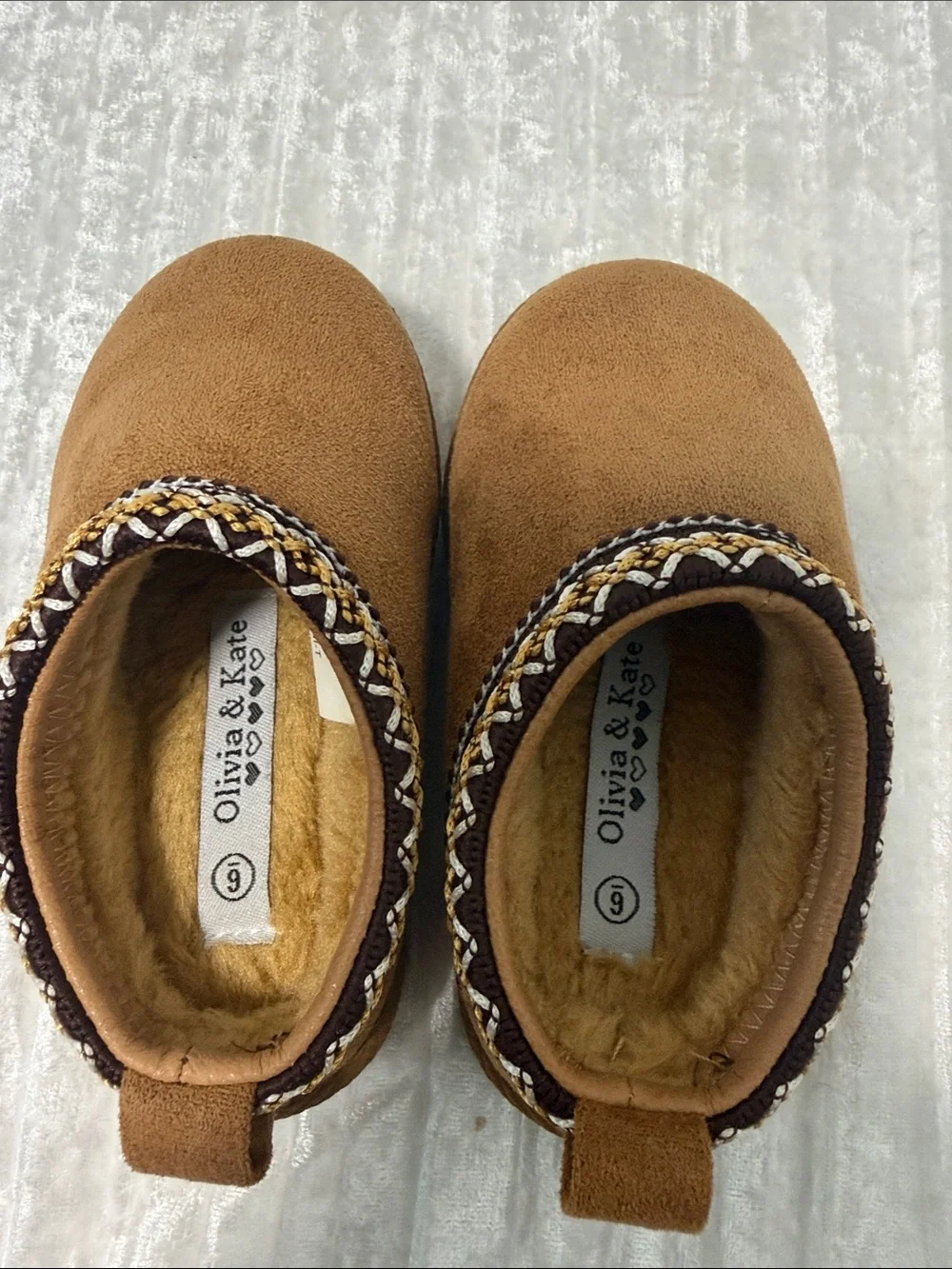 Kids Tan Cozy Slip-On Shoes